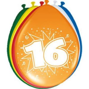 Folat - Leeftijd ballonnen 30cm 16 jaar 8st