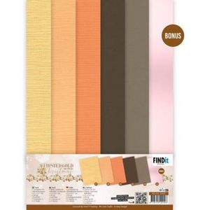 AD-A4-10031 Linen Cardstock Pack - Amy Design - Frosted Gold Christmas - 5 kleuren + 1 - 21vel - A4