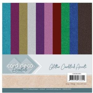 Cdegpa10001 Card Deco Essentials - Glitter Cardstock Assorti - A4 - 230grams - 10 vellen