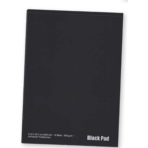 Black pad - Zwart tekenpapier - 300g/m2 - Kops gelijmd - 10vellen van 29.7x42cm