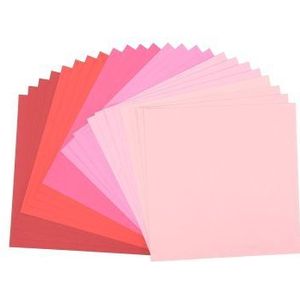 Florence - Cardstock papier linnenstructuur - Roze/Rood - 6 kleuren - 216grams - 30,5x30,5cm - 24 vellen