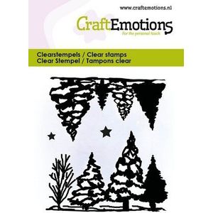 Craft Emotions - Clearstamps - Landschap bomen en sterren - 6x7cm - 4 stempels
