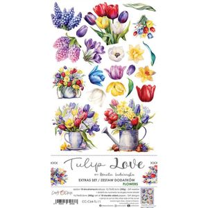 CC-C64-TL-11 Craft O'Clock - Extras Set - Tulip Love - Flowers - 15,75x30,5cm - Knipvellen - 250g - dubbelzijdig - 2x9 designs - 18 + 1 vellen