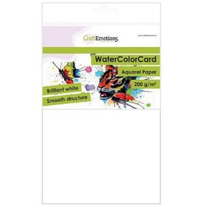 CraftEmotions - WatercolorCard - Aquarel papier - Briljant wit - A5 - 200grams - verpakt per 10vel