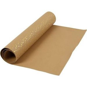 Faux Leather Papier - Rol 50x100cm - Lichtbruin met gouden stippen - 350gr