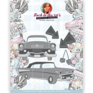 Ycd10338 Snijmal - Yvonne Creations - Back to the Fifties - Fifties Cars - 5 malletjes