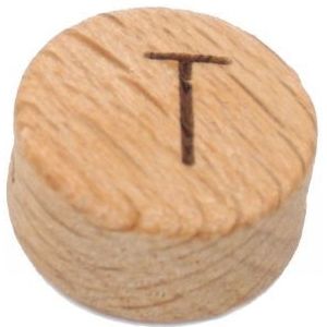 Durable - Houten letter kraal - T - 14mm - 1st