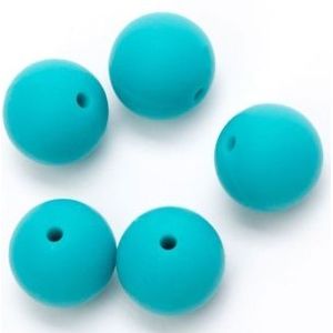 Siliconen kralen - 12mm verpakt per 5 stuks - Kleur 325 aqua