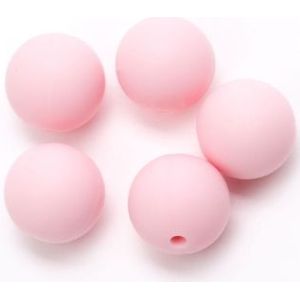 Siliconen kralen - 12mm verpakt per 5 stuks - Kleur 749 baby roze