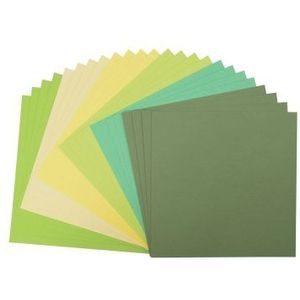 Florence - Cardstock papier linnenstructuur - Groen - 6 kleuren - 216grams - 30,5x30,5cm - 24 vellen