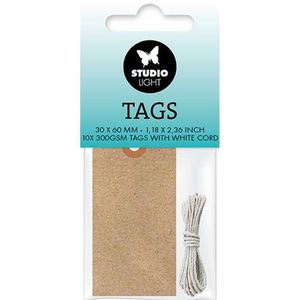 Sl-co-tag02 Studio Light - Essentials Collection - Tags + wit koord - Small - Kraft - 30x60mm - 10st