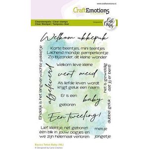 130501/1593 Craft Emotions - Clearstamp A6 - Basics Tekst Baby NL - Nederlands - Carla Creaties - 18 stempels