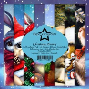 PF254 Paper Favourites - Paperpack - Christmas Bunny - 15x15cm - 200gsm - enkelzijdig - 3x8 designs - 24vel