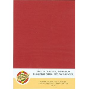 Kaarten karton - Duokarton A5 - Kleur Rood/geel - verpakt per 5vel