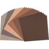 Florence - Cardstock papier linnenstructuur - Bruin - 6 kleuren - 216grams - 30,5x30,5cm - 24 vellen