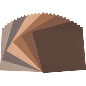 Florence - Cardstock papier linnenstructuur - Bruin - 6 kleuren - 216grams - 30,5x30,5cm - 24 vellen