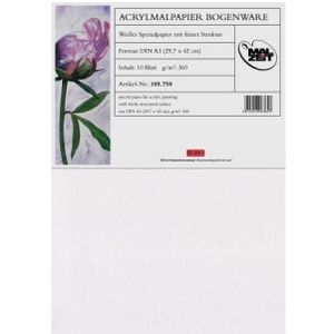 185757 Ami - Acrylverfpapier A4 - Kleur wit - 360grams - pak 10 vellen