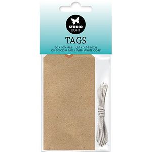 Sl-co-tag04 Studio Light - Essentials Collection - Tags + wit koord - Large - Kraft - 50x100mm - 10st