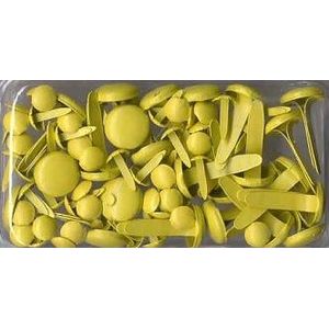 Rayher - 7871620 Brads rond - Splitpennen - Geel - 4mm en 8mm - Doosje 75st