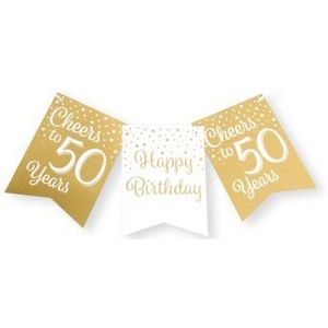 Party Flag Banner Gold/White - 50 Jaar