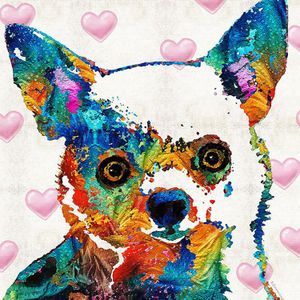 Diamond Painting - Fantasie hondje met ronde steentjes - 40x50cm