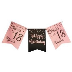 Party Flag Banner Rose/Black - 18 Jaar