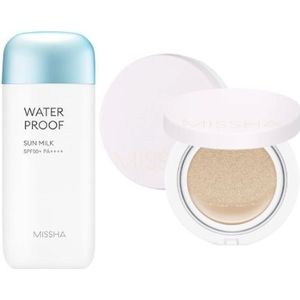 MISSHA All-Around Safe Block Waterproof Sun Milk SPF 50+/PA++++ - 70ml (1ea) + Magic Cushion Cover Lasting - 15g (SPF50+...