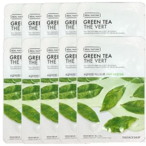 THE FACE SHOP - Real Nature Face Mask - Green Tea - 1pc (10ea) Set