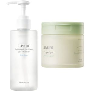 LUVUM - Bamboo Hyaluronic Moisture Gel Cleanser - 200ml + Real Calming Pair Cica Spot Pad - 120ml/ 60ea Set
