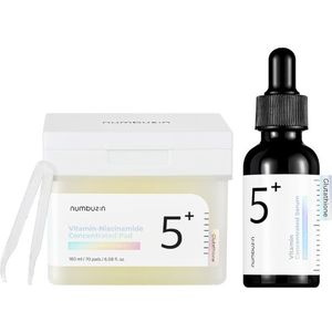 numbuzin - No.5+ Glutathione Vitamin Concentrated Serum - 30ml (1ea) X Toner Pad - 180ml/70pads (1ea) Set