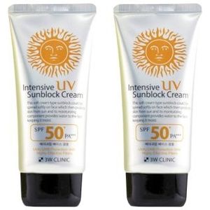 3W Clinic - Intensive UV Sunblock Cream SPF50+ PA+++ - 70ml (2ea) Set