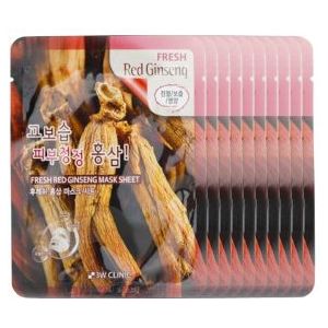 3W Clinic - Fresh Red Ginseng Mask Sheet - 10pcs Set