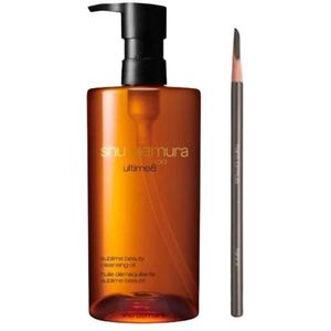 Shu Uemura Hero Set A (Ultime8 Sublime Beauty Cleansing Oil 450ml & H9 Hard Formula Eyebrow Pencil - 02 Seal Brown )