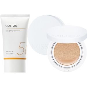 Missha - Cotton Sun X Magic Cushion Moist Up Medium Beige Set