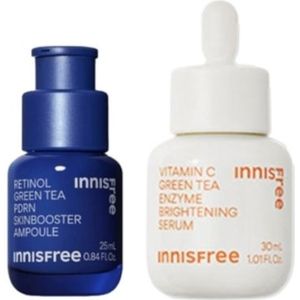 innisfree - Vitamin C Green Tea Enzyme Brightening Serum - 30ml (1ea) X Retinol Green Tea PDRN Skin Booster Ampoule - 25ml (1ea)