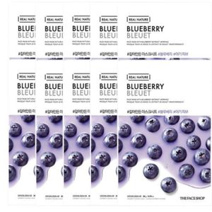 THE FACE SHOP - Real Nature Face Mask - Blueberry - 1pc (10ea) Set