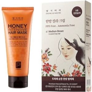 Daeng gi Meo Ri - Honey Intensive Hair Mask - 150ml + Medicinal Herb Hair Color - 120g - Medium Brown Set