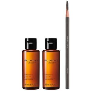 Shu Uemura Hero Set G ( Ultime8 Sublime Beauty Cleansing Oil - 50ml (2pcs)  & H9 Hard Formula Eyebrow Pencil - 05 Stone Gray )