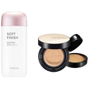 MISSHA - All-Around Safe Block Soft Finish Sun Milk SPF50+ PA+++ - 70ml X Jung Saem Mool - Essential Skin Nuder Cushion -...