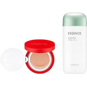 MISSHA - All Around Safe Block Essence Sun Milk EX - 70ml (SPF50+ PA+++) X MISSHA - Velvet Finish Cushion SPF50+ PA+++ - 15g - 21