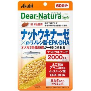 Asahi - Dear Natura Style Nattokinase X Alpha Linolenic Acid, Epa, DHA, 60 Days Supply - 60 tablets