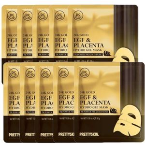 PRETTYSKIN - 24K Gold EGF & Placenta Hydro Gel Mask - 10pcs Set