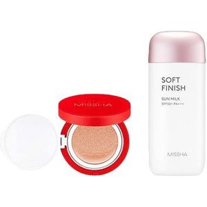 MISSHA - All-Around Safe Block Soft Finish Sun Milk SPF50+ PA+++ - 70ml X MISSHA - Velvet Finish Cushion SPF50+ PA+++ - 15g - 21