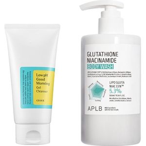COSRX - Low pH Good Morning Gel Cleanser - 150ml + APLB - Glutathione Niacinamide Body Wash - 300ml Set