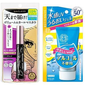 ISEHAN Kiss Me Heroine Make Volume & Curl Mascara Super Waterproof (New Version) - 6g - 01 Black (1ea) + Kiss Me Sunkiller...