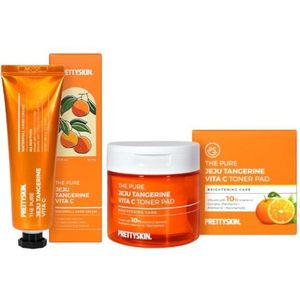 PRETTYSKIN - The Pure Jeju Tangerine Vita C Toner Pad - 140ml/70ea (1ea) + Waterfull Hand Cream - 50ml (1ea) Set