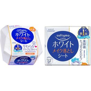 Kose - Softymo Makeup Removal Sheet - 52pcs - White & Refill Set