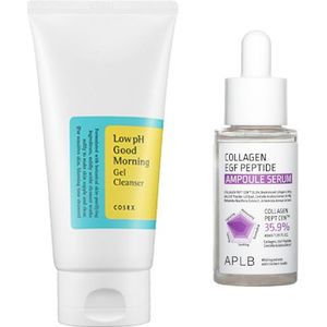 COSRX - Low pH Good Morning Gel Cleanser - 150ml + APLB - Collagen EGF Peptide Ampoule Serum - 40ml Set