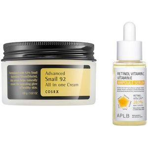 COSRX - Advanced Snail 92 All In One Cream - 100g + APLB - Retinol Vitamin C Vitamin E Ampoule Serum - 40ml Set