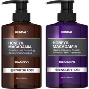KUNDAL - Honey & Macadamia Nature Shampoo + Treatment - 500ml Set - English Rose